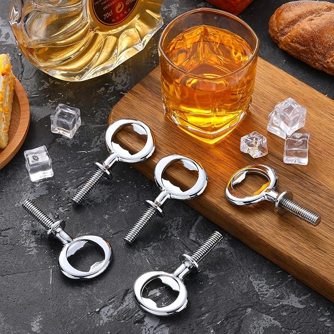 Cunhill 15 Pcs Metal Bottle Opener Blank Bulk Bottle Opener Inserts Parts Pieces Kit for Wood Craft DIY Project Turning Threaded Beer Hardware Turning Wedding Wine Party Ot Month (Silver)