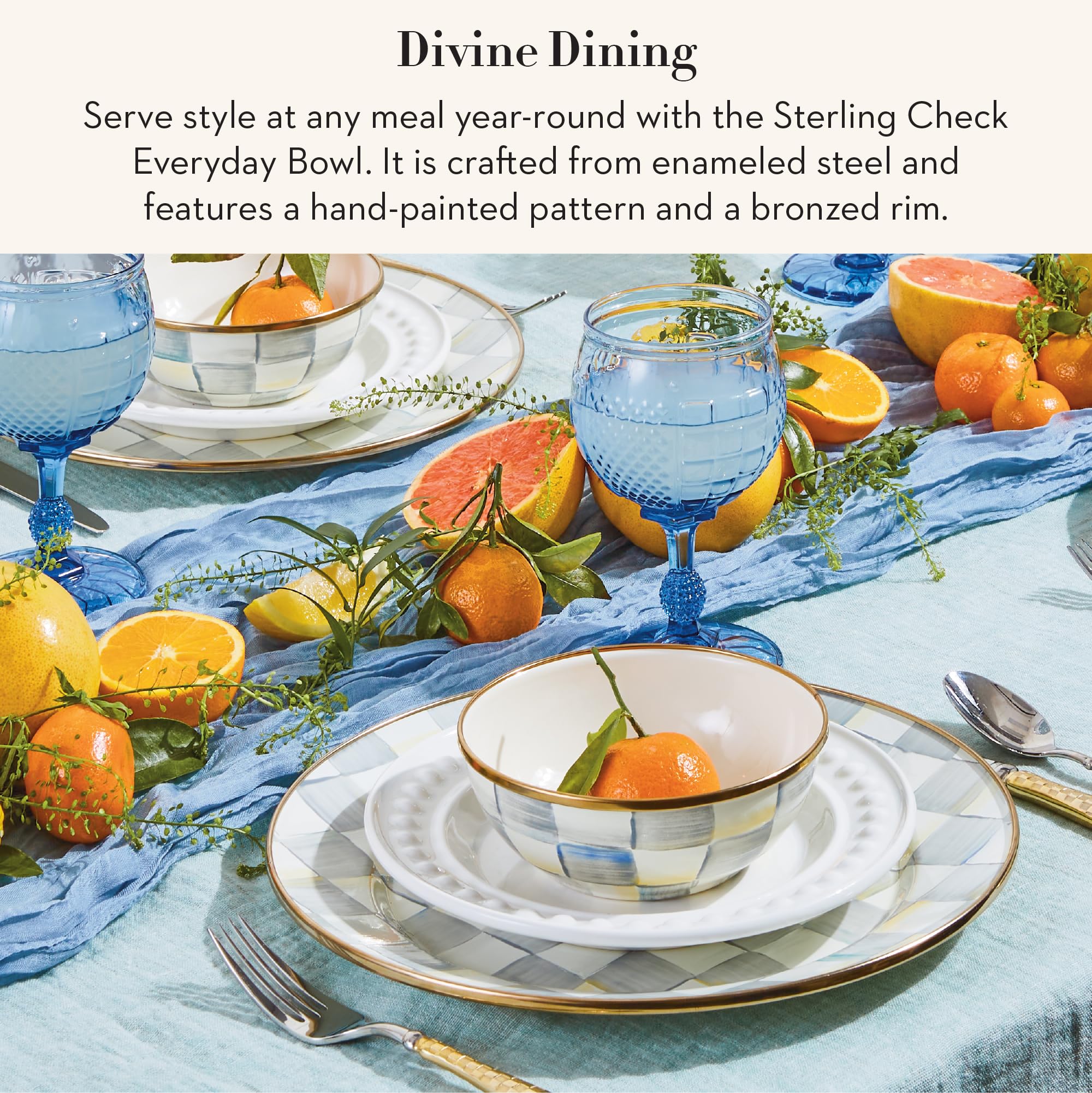 MACKENZIE-CHILDS Everyday Bowl, Extra Small, Gray-and-White Sterling Check