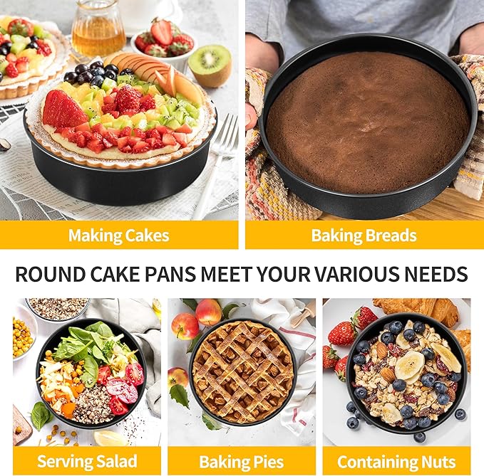 P&P CHEF 6 Inch Cake Pan Set of 3, Non-Stick Round Cake Pans