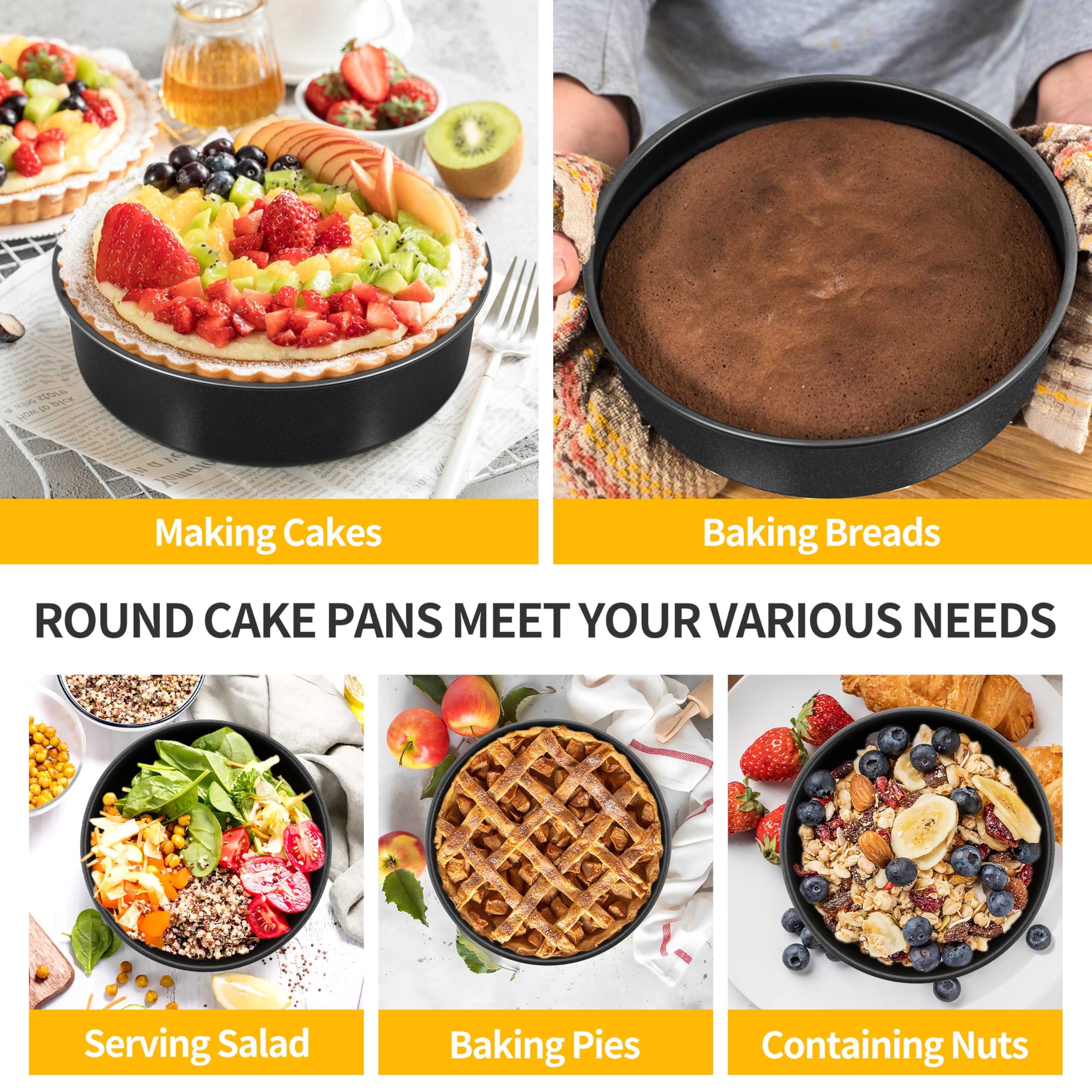 P&P CHEF 6 Inch Cake Pan Set of 3, Non-Stick Round Cake Pans