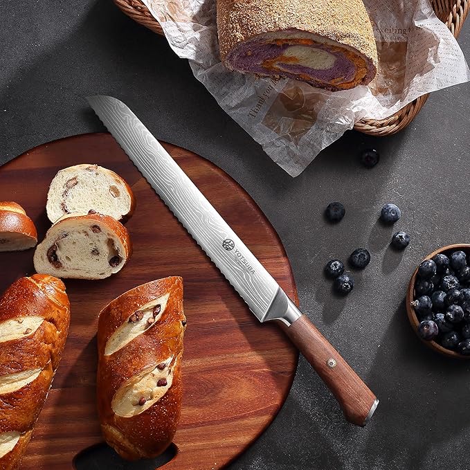 YOTSUBA 10 Inch Japanese Style Premium Natural Rosewood Bread Knife