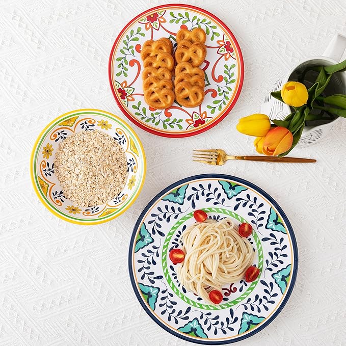 ZAROCRUS Talavera Melamine Large Serving Bowl, 13.75" x 2.75" Mixing, Pasta Serving Bowls set of 2,100% Melamine Soup Bowl Salad Bowl Fruit Bowls,Lightweight and Unbreakable…