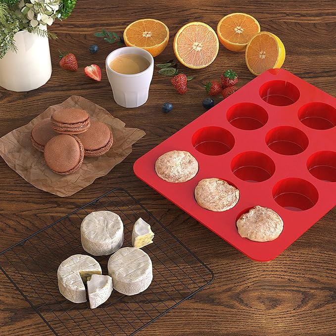 2 inch Chocolate Covered Oreo Molds Silicone - Set of 2-24 Cup SILIVO Chocolate Cookie Molds for Baking, Round Silicone Molds for Sandwich Cookie,Muffin,Cupcake,Pudding,Chocolate Coated Oreos