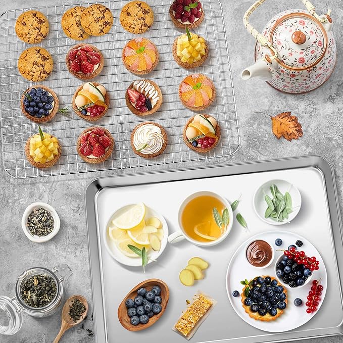 P&P CHEF 17.5 Inch Baking Sheet Pan and Cooking Rack - 2 Pieces