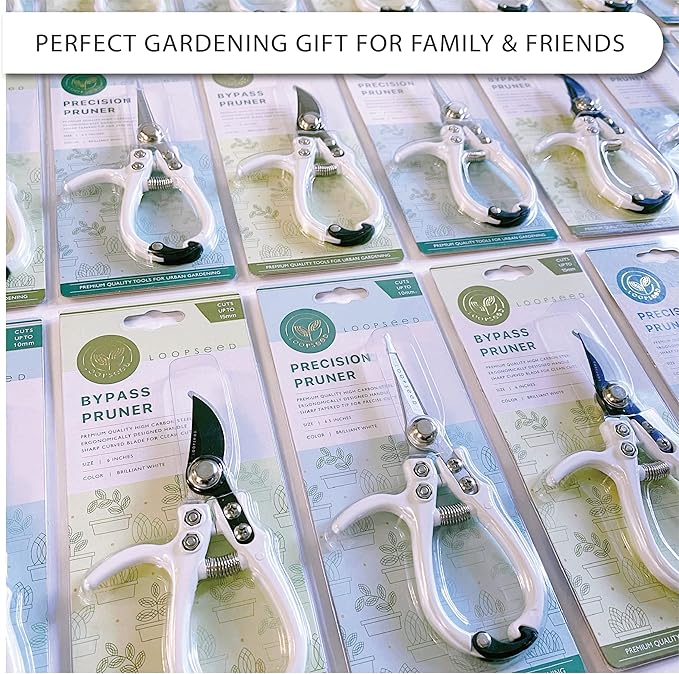 Loopseed Precision Plant Pruning Shears - Straight Blade, White