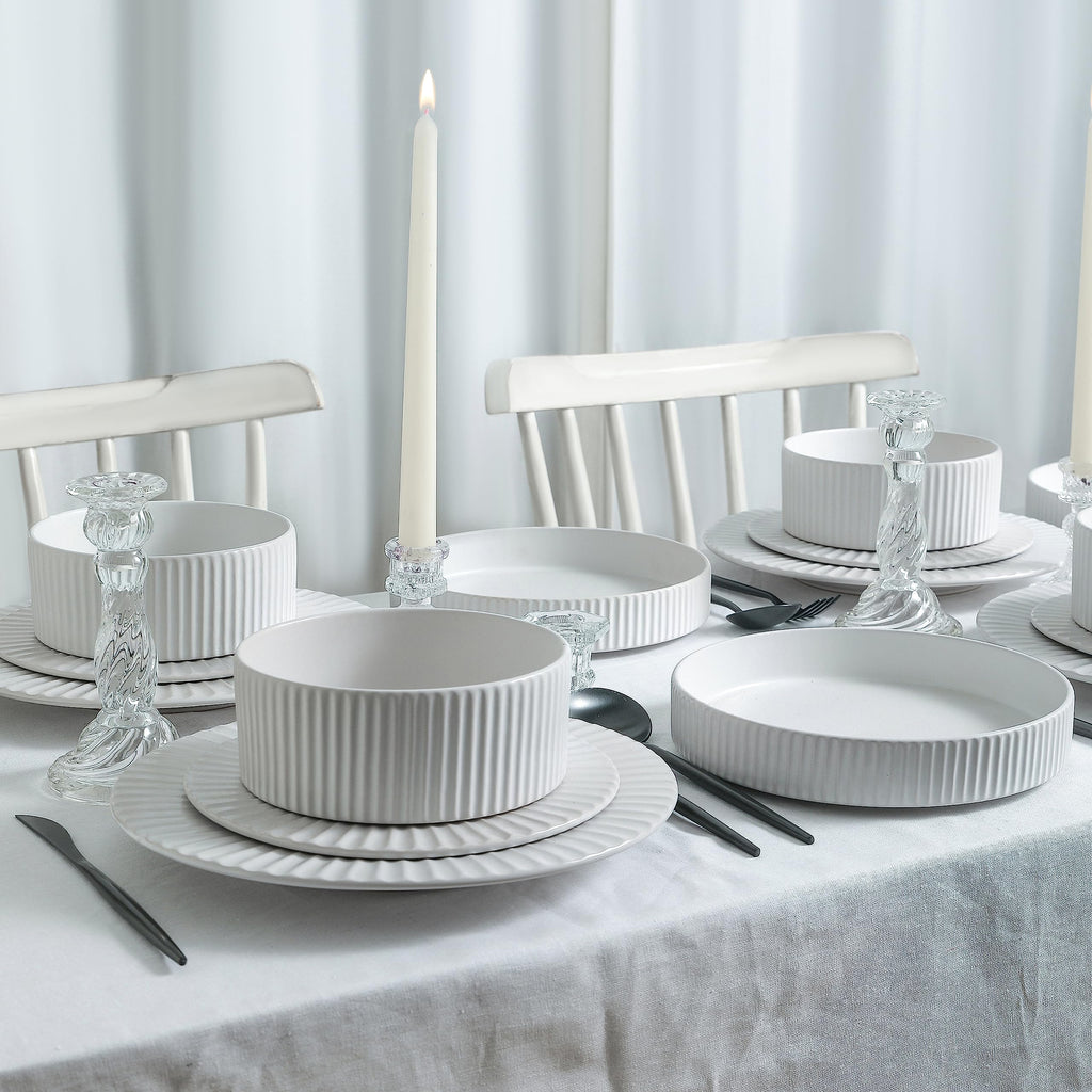 Christian Siriano Lusso 16-Piece Dinnerware Set Stoneware, White