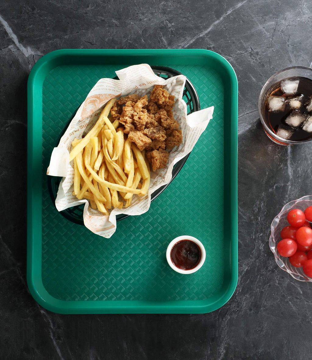 New Star Foodservice Fast Food Tray, Green, 10 x 14 Inch, Set of 12