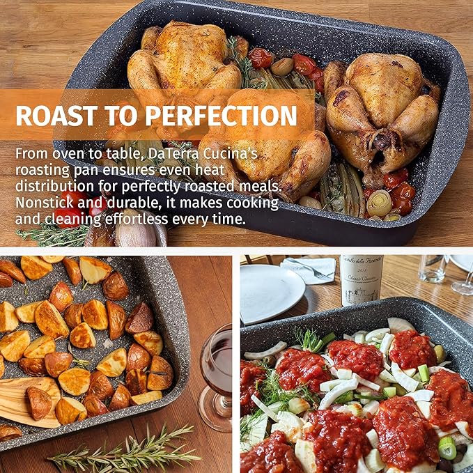 DaTerra Cucina Ceramic-Coated Nonstick Roasting & Lasagna Pan – 16"x12"x3"