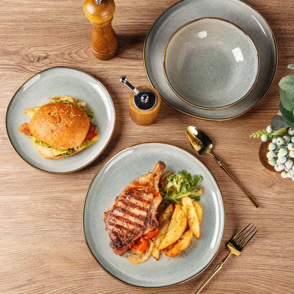 AmorArc Ceramic Dinnerware Sets for 6, 18Pcs Plates and Bowls Sets Dishes