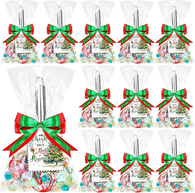 12 Pcs 8 Inch Whisks Bulk for Cooking, Silicone Red Whisks DIY Fillable Whisk Gifts for Candy Holder Valentines Day Party Favor Gift Supplies, Cooking Kitchen Utensils Supplies