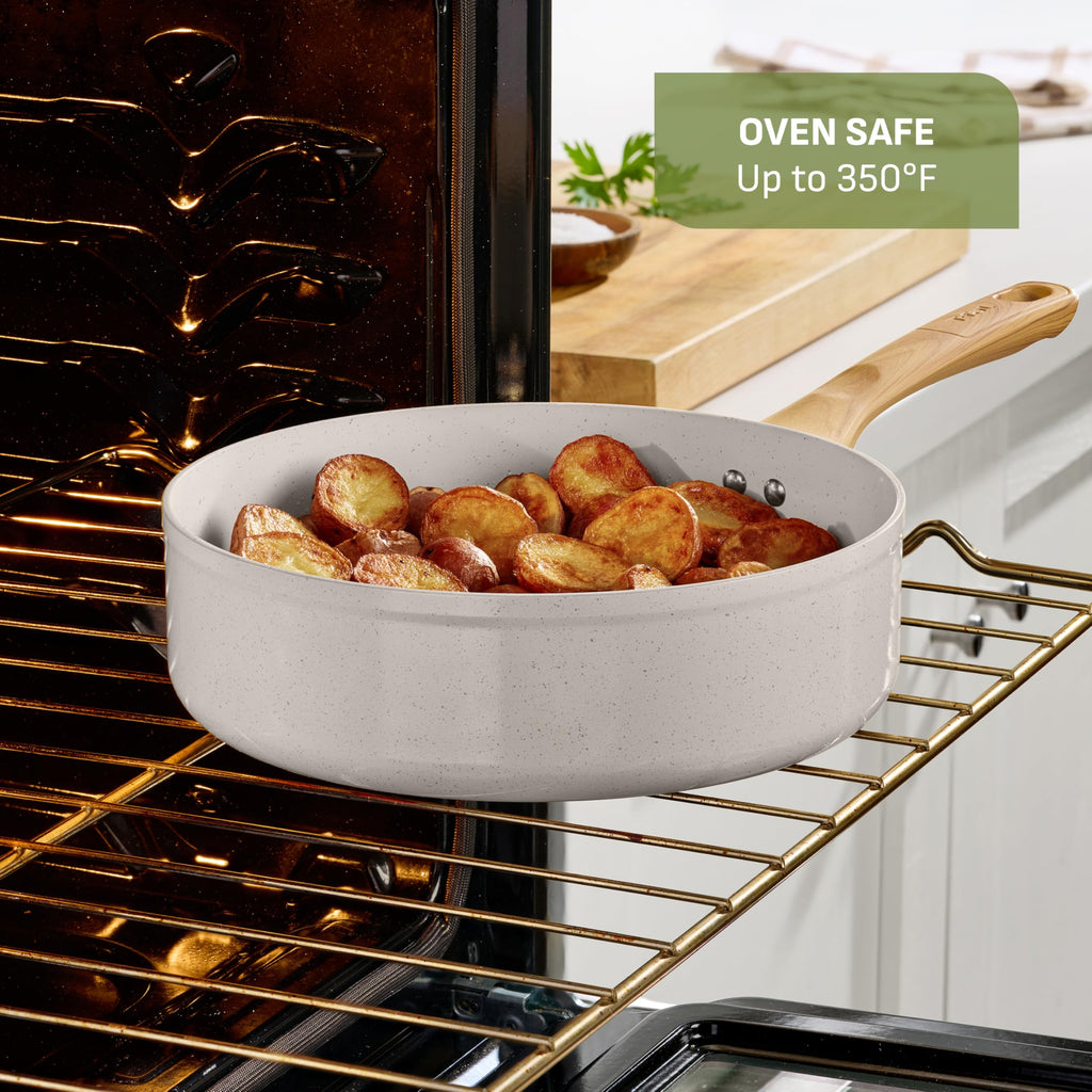 T-fal Revive Ceramic Nonstick Sauté Pan with Lid, 6 Qt Forged Skillet