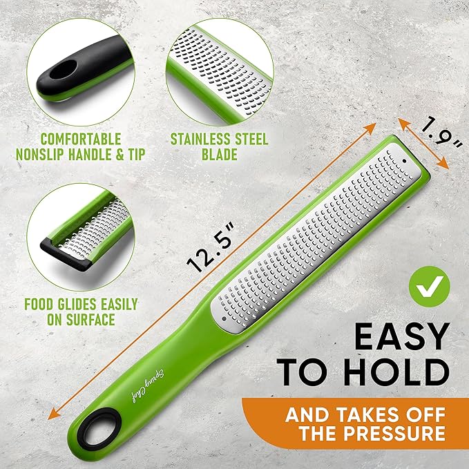 Spring Chef Stainless Steel Lemon Zester - Garlic & Ginger Grater - Green