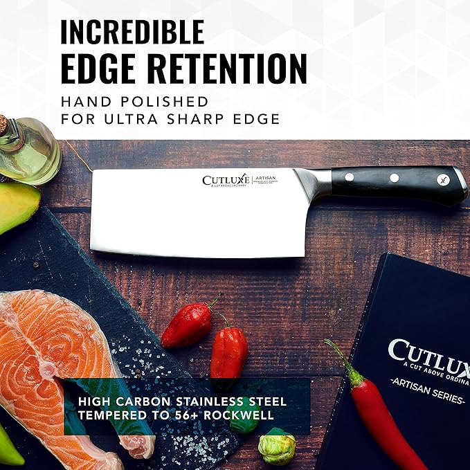 Cutluxe Cleaver Knife, 7" Meat Cleaver Butcher Knife for Meat Cutting