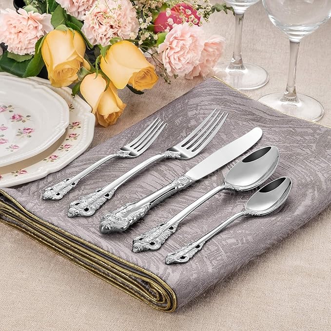 KEAWELL Luxury 20-Piece 18/10 Stainless Steel Flatware Set (Silver)