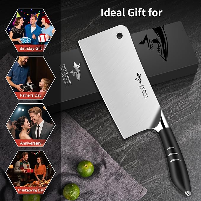 MAD SHARK 7.5 Inch Meat Cleaver with German Military Grade Composite Steel