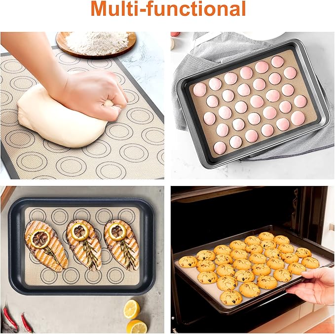 HOOMIL Macaron Silicone Baking Mats, 15 x 10 Inch, 2 Pack, Nonstick