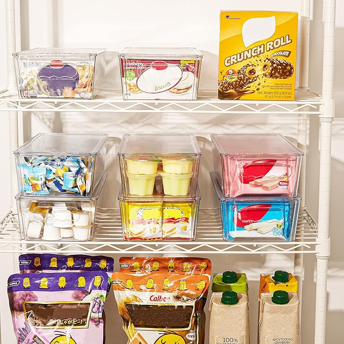 Vtopmart 4pcs Clear Stackable Storage Bins with Lids