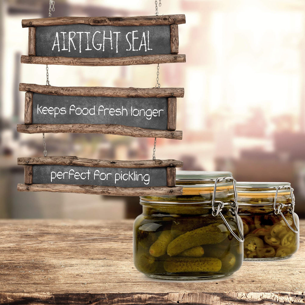 Galashield Glass Jars with Airtight Lids 16 oz [Set of 2]