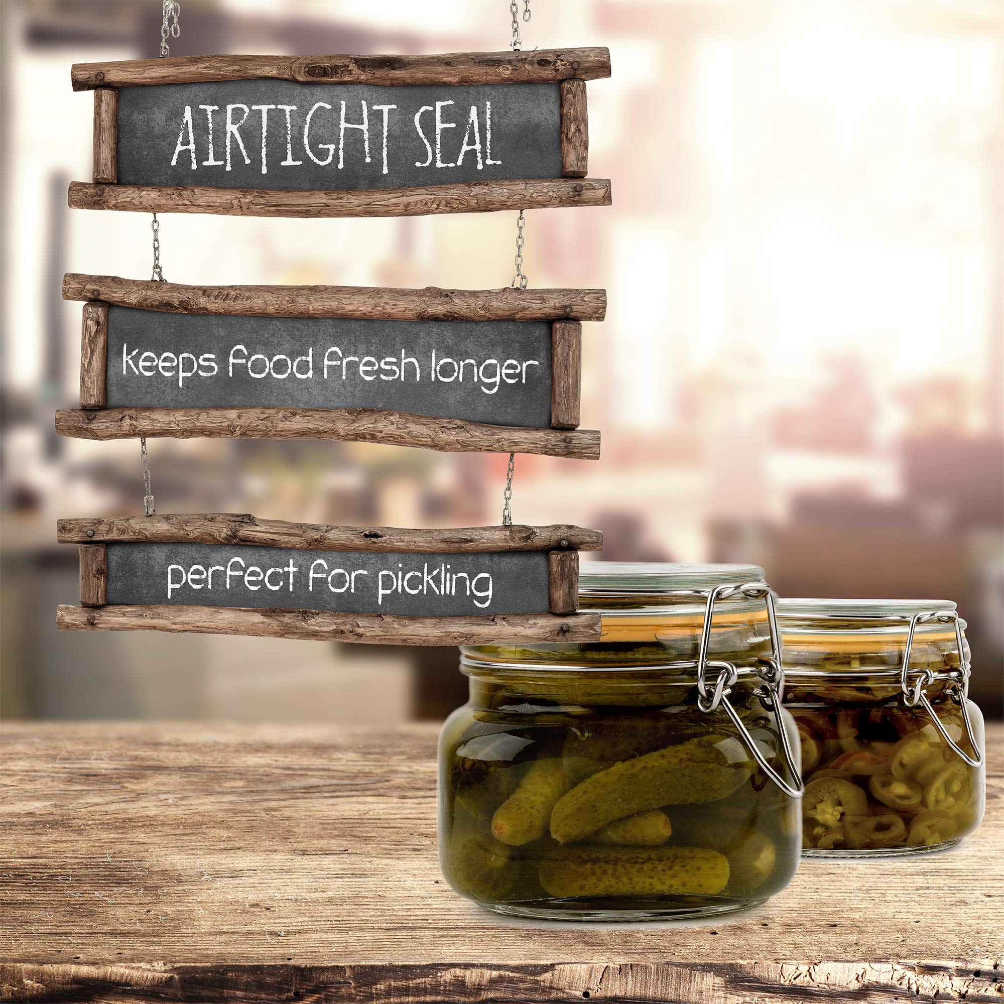 Galashield Glass Jars with Airtight Lids 16 oz [Set of 2]
