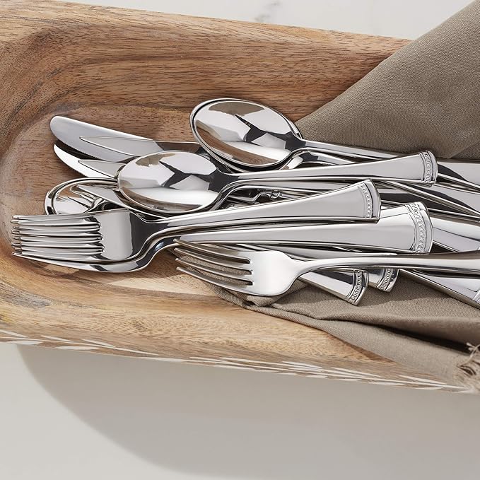 Lenox Portola 65-Piece 18/10 Silverware Set for 12, Flatware