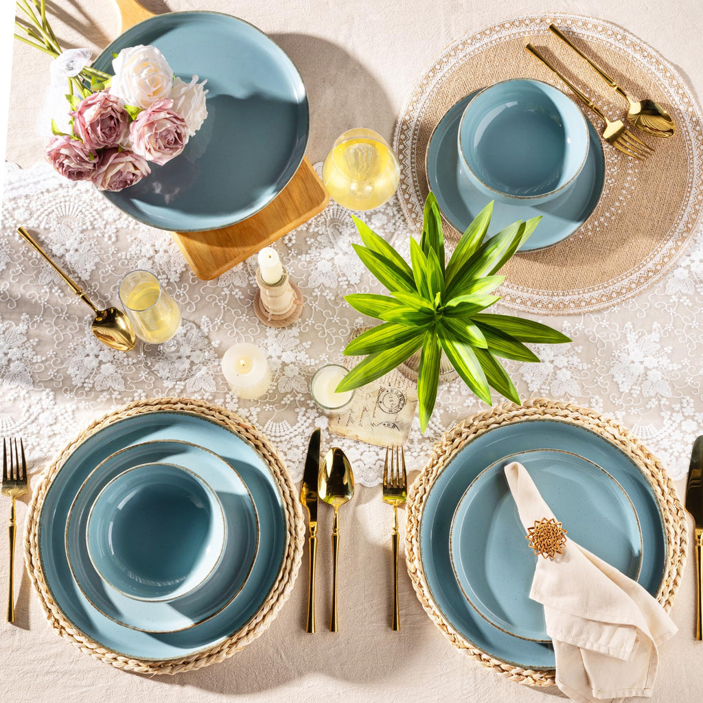 AmorArc Dinnerware Sets for 4, 12 Pieces Ceramic Plates and Bowls Set