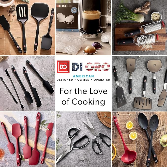 DI ORO Silicone Turner Spatula Set - 600F Heat Resistant, 3-Pc
