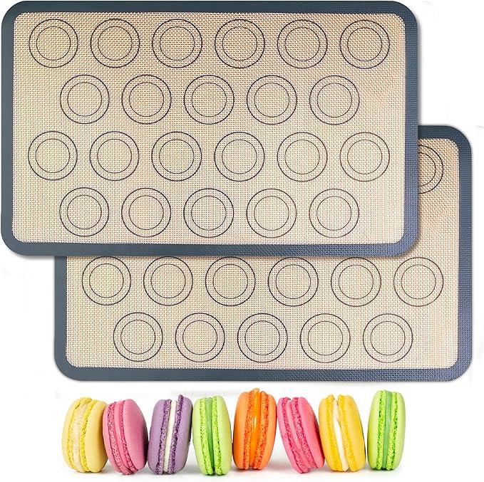 HOOMIL Macaron Silicone Baking Mats, 15 x 10 Inch, 2 Pack, Nonstick