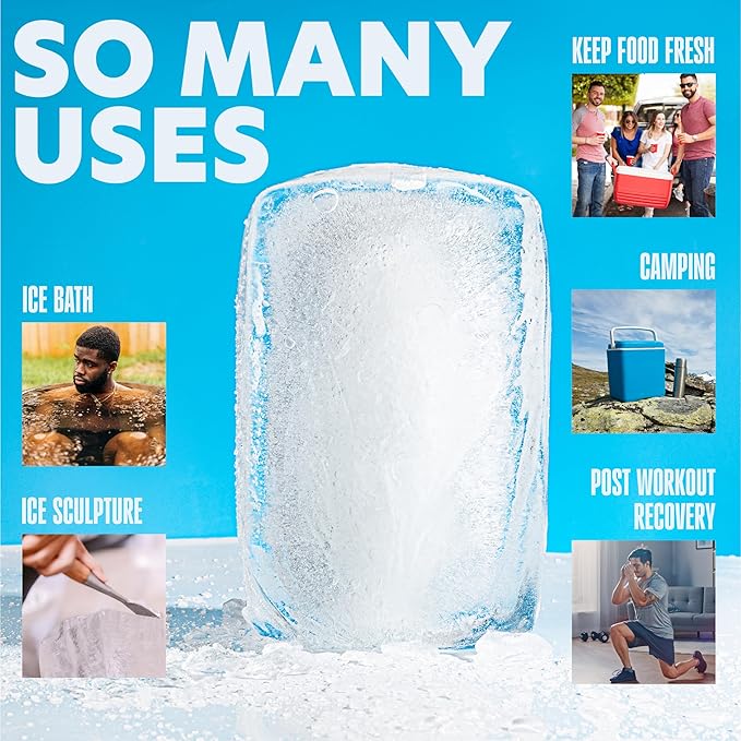 K3P Collection XX-Large Ice Block Mold for Cold Plunge Bath with Airtight Lid, Makes 12lb Large Ice Cubes