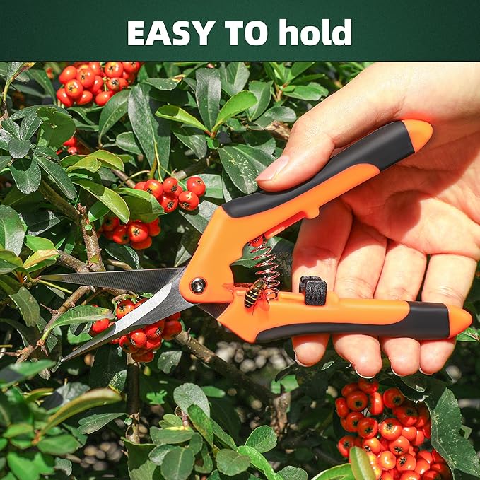 EWPJDK 3 Pack Garden Pruning Shears Scissors Clippers (Orange)