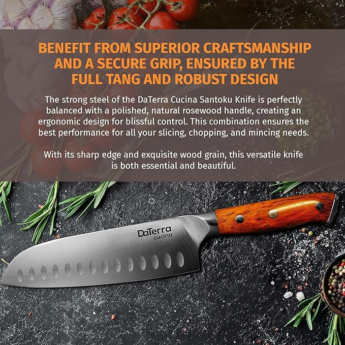 DaTerra Cucina - 7'' German Steel Chef Knife with Ergonomic Rosewood Handle