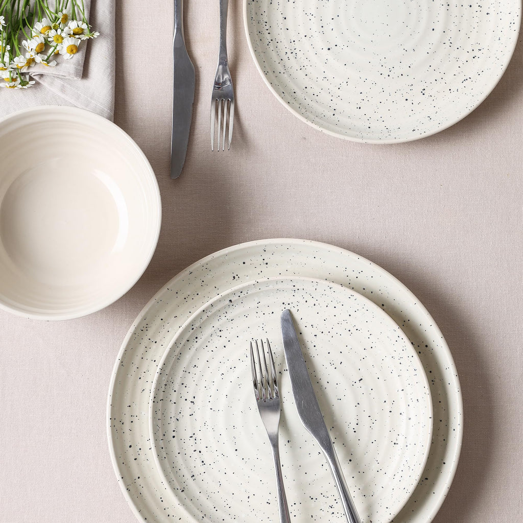 Stone Lain Dua 4-Piece Dinner Plate Set Stoneware, White