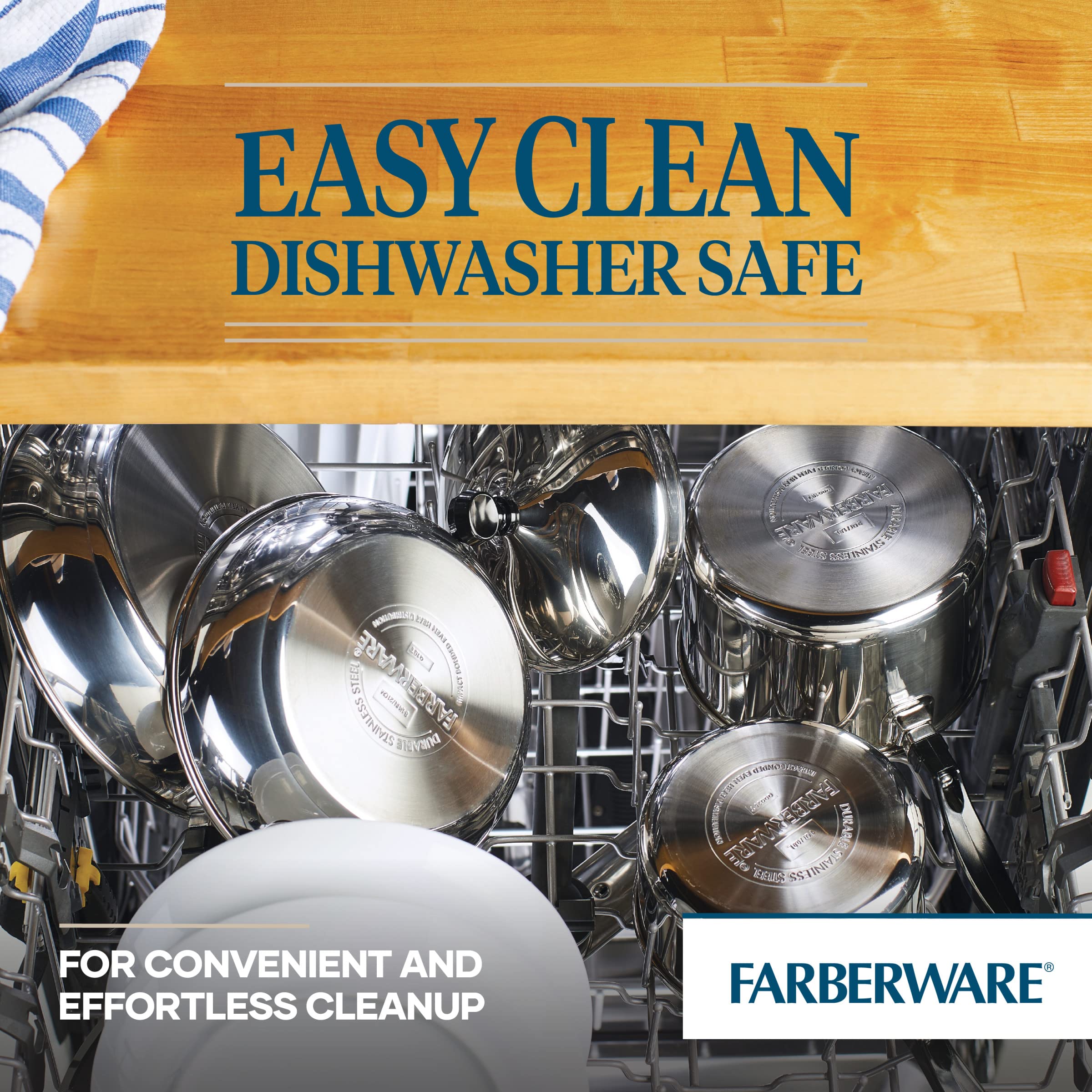 Farberware Classic Series Stainless Steel Sauce Pan with Lid, 1-Quart, Sauce Pans, Silver