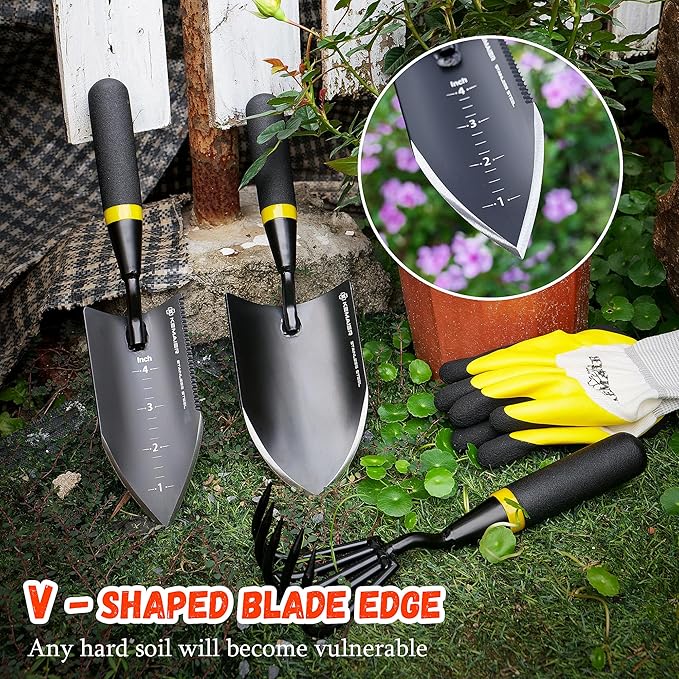 Kemaier 3-Piece Garden Tool Set, Heavy-Duty Stainless Steel Premium Tools