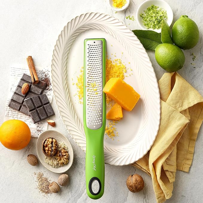 Spring Chef Stainless Steel Lemon Zester - Garlic & Ginger Grater - Green