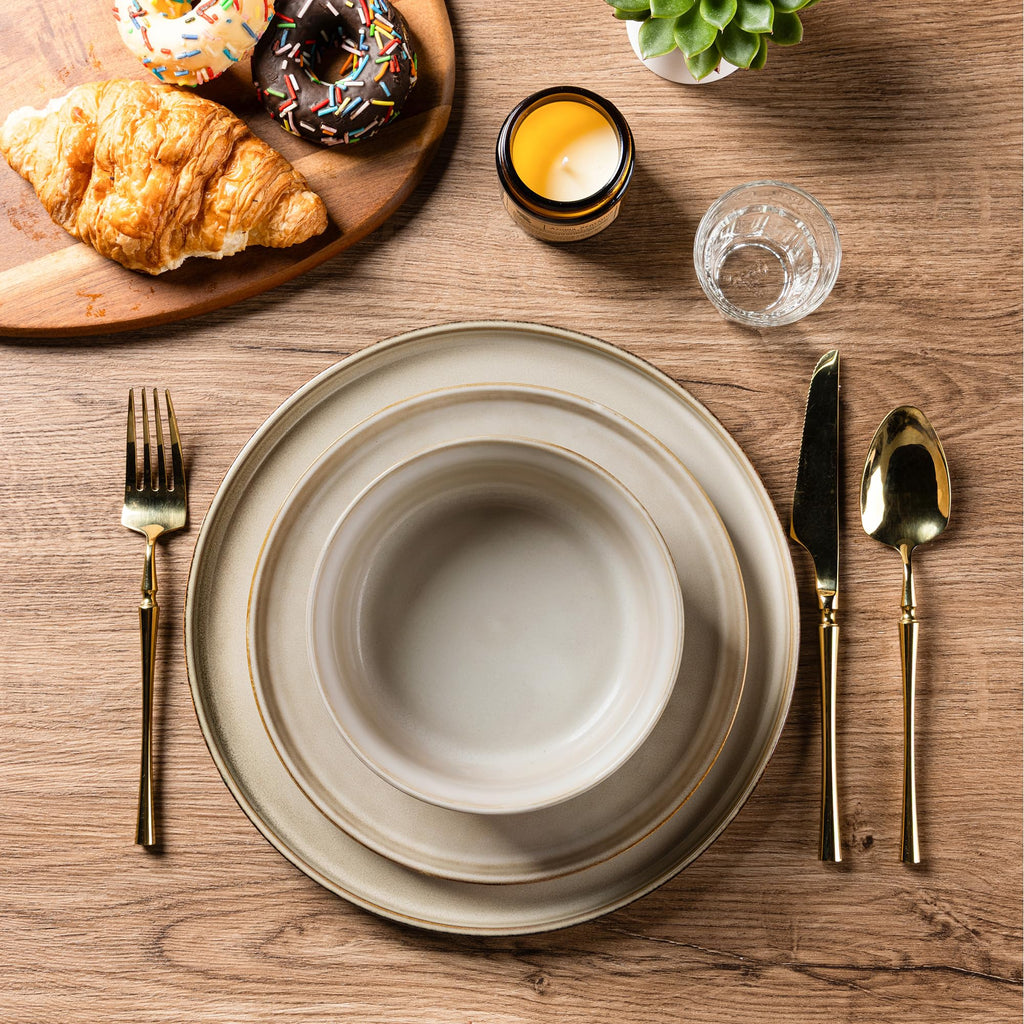AmorArc Stoneware Dinnerware Sets for 8, 24Pcs Plates and Bowls Sets Dishes