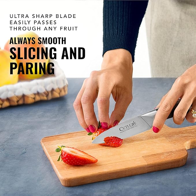 Cutluxe Paring Knife, 3.5" Small Kitchen Peeling Knife – Razor Sharp