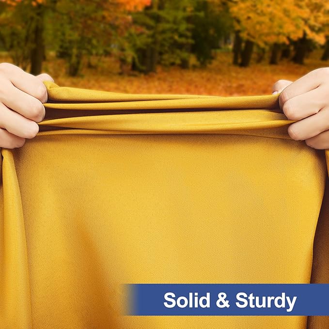 homing Rectangle Table Cloth Cover, Water-Resistant Polyester Elastic Fitted Tablecloth, Fits for 4 Foot Folding Tables, Washable Table Protector for Picnic, Camping (Mustard Yellow, 30" x 48")