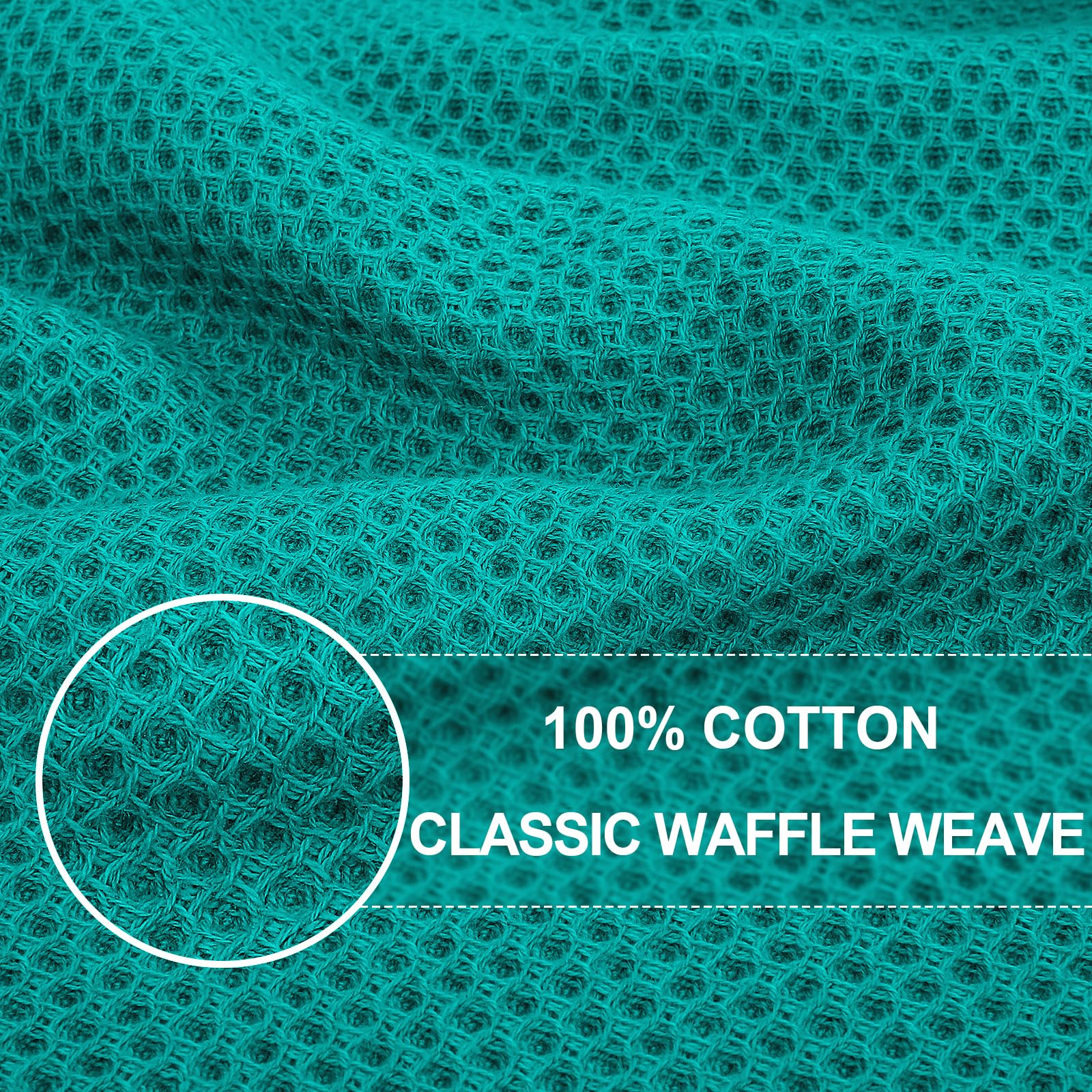 Homaxy 100% Cotton Waffle Weave Kitchen Dish Towels, Ultra Soft Absorbent Quick Drying Cleaning Towel, 13 x 28 Inches, 8-Pack, Teal
