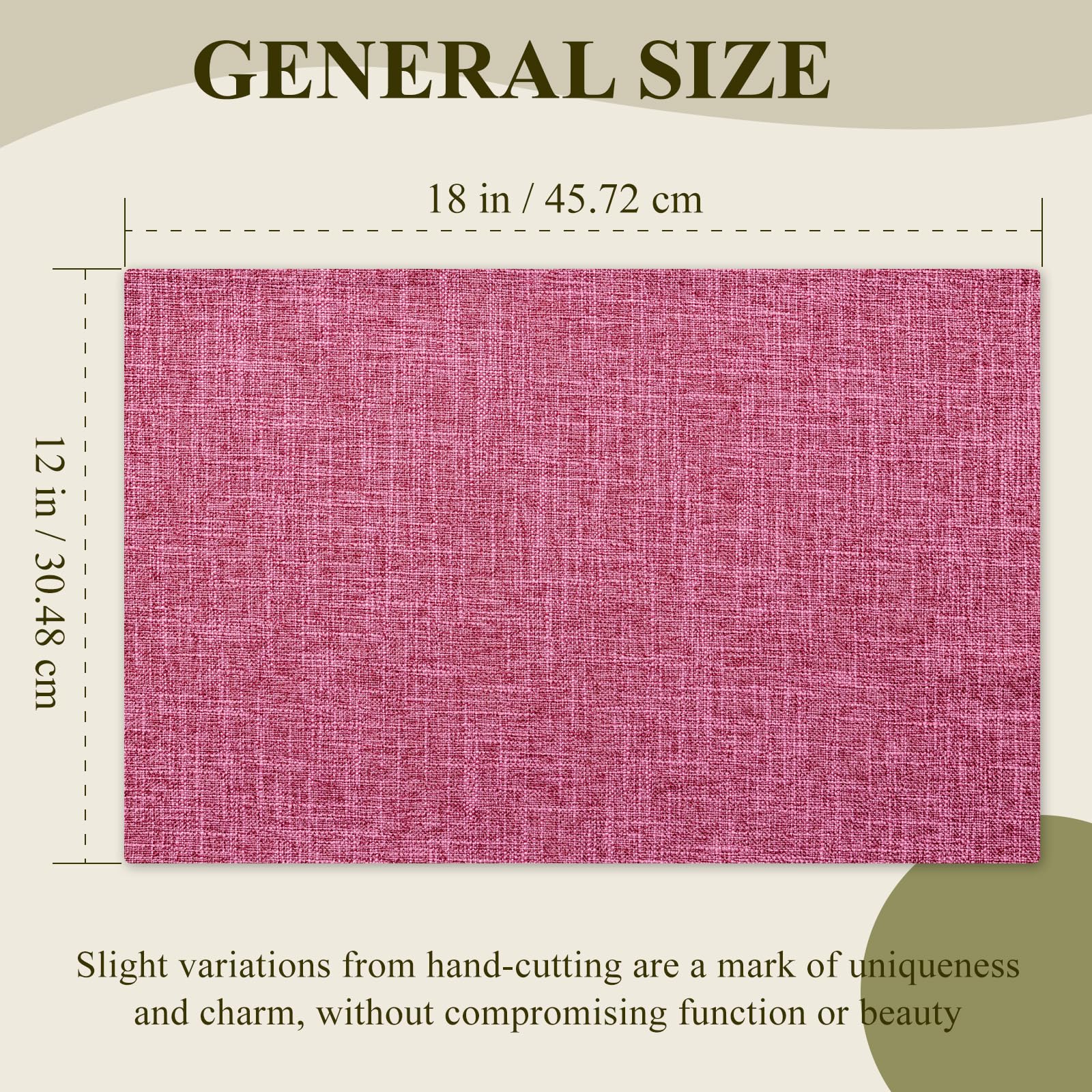 KXN Placemats Set of 8, Dual-Layer Thickened Faux Linen Table Mats, Heat Resistant & Wrinkle-Free, Machine Washable Cloth Place Mats for Kitchen Dining Indoor Outdoor (Pink)