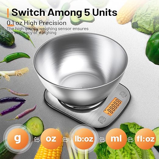 GRAM PRES Food Kitchen Scale Digital Weight Grams and Oz 11lb/0.01oz