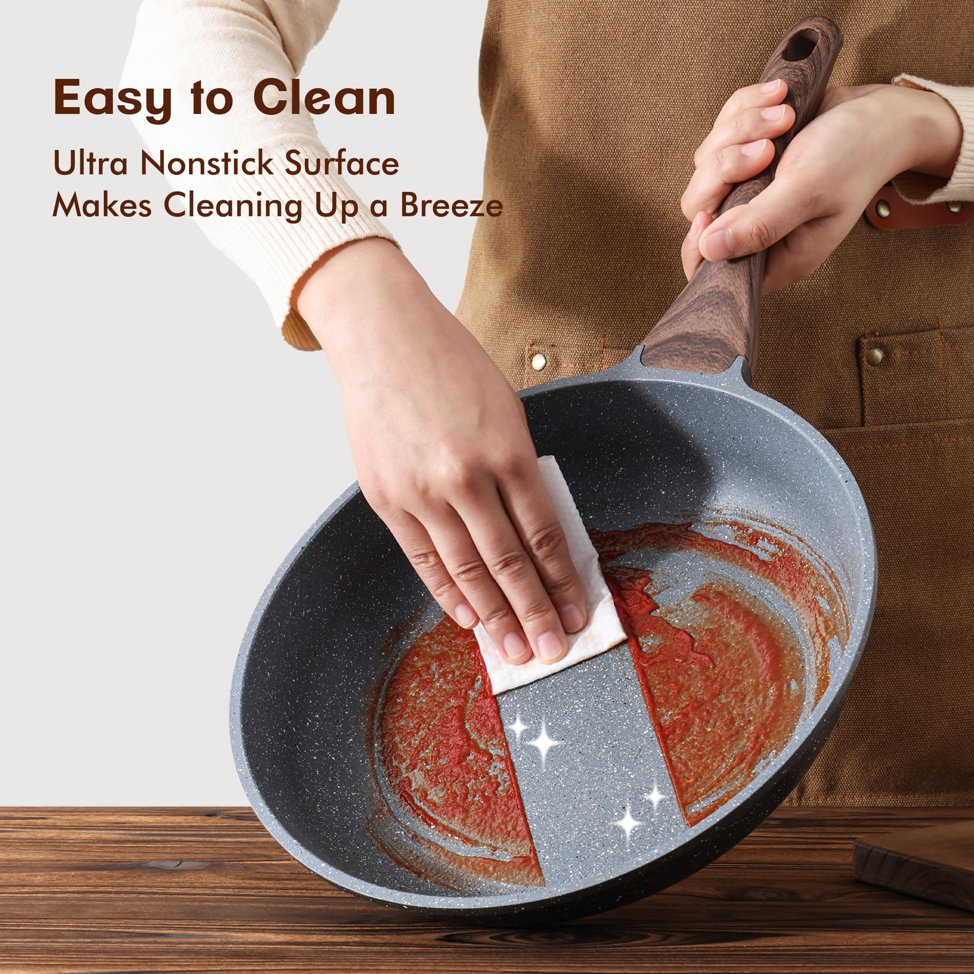 SENSARTE Nonstick Frying Pans, Grey(8+10 Inch)