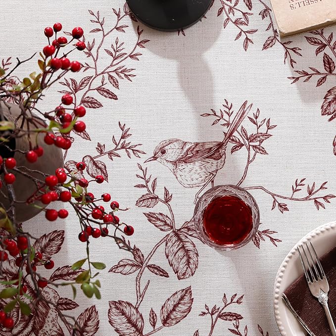ISAENNE Designer French Linen Rectangular Tablecloth,71"x55"-Harmony