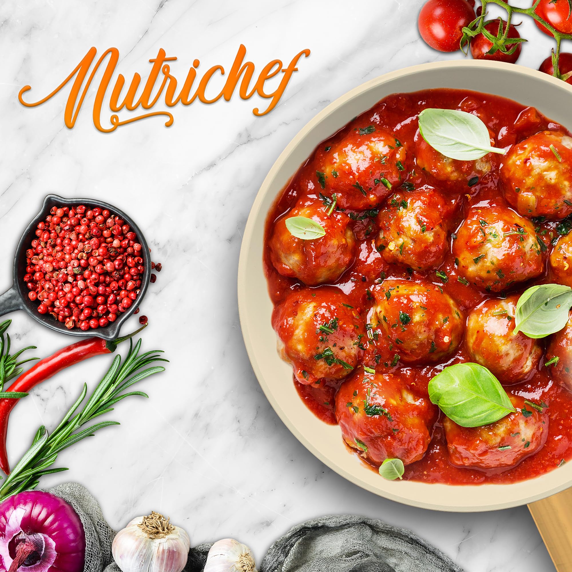 NutriChef 10 Inch Ceramic Coated Frying Pan - Non Stick Skillets with Titanium Handle, Durable Ceramic Omelette Pan, Easy to Clean, PFOA Free