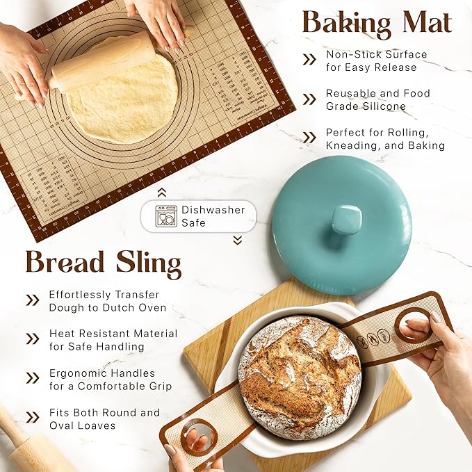 ABIOTO Banneton Baskets with Sourdough Bread Baking Supplies - 17-Piece Kit