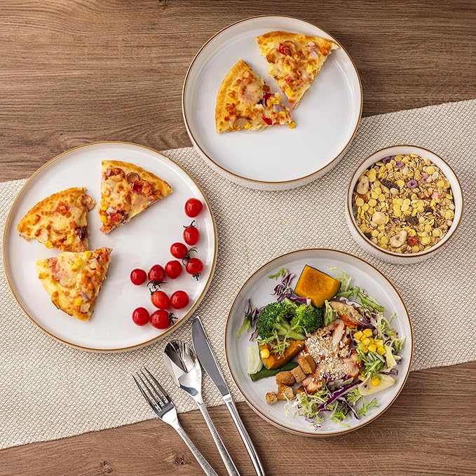 GBHOME Dinnerware Sets for 4, 16 Pieces Ceramic Plates and Bowls Set