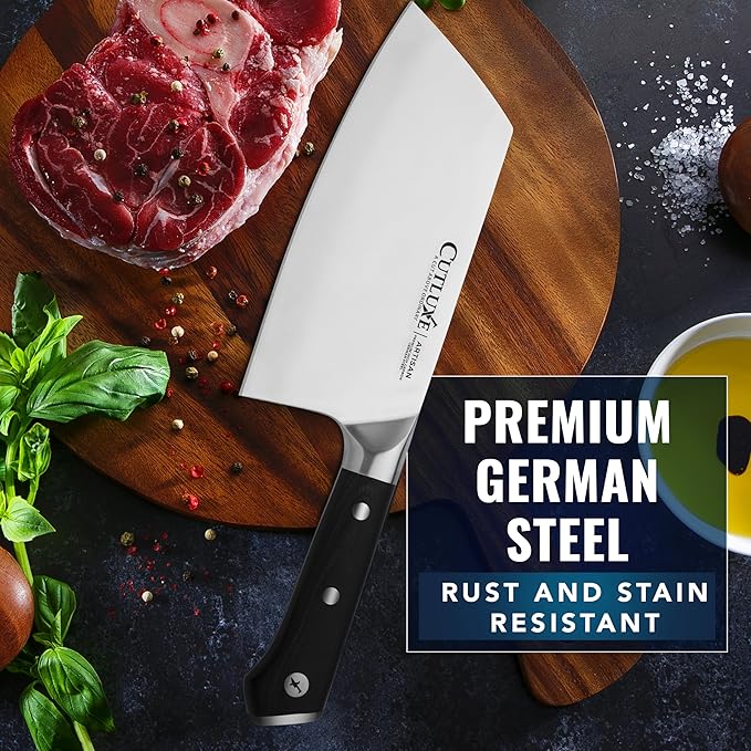 Cutluxe Meat Cleaver Knife, 7" Heavy Cleaver Butcher Knife – German Steel