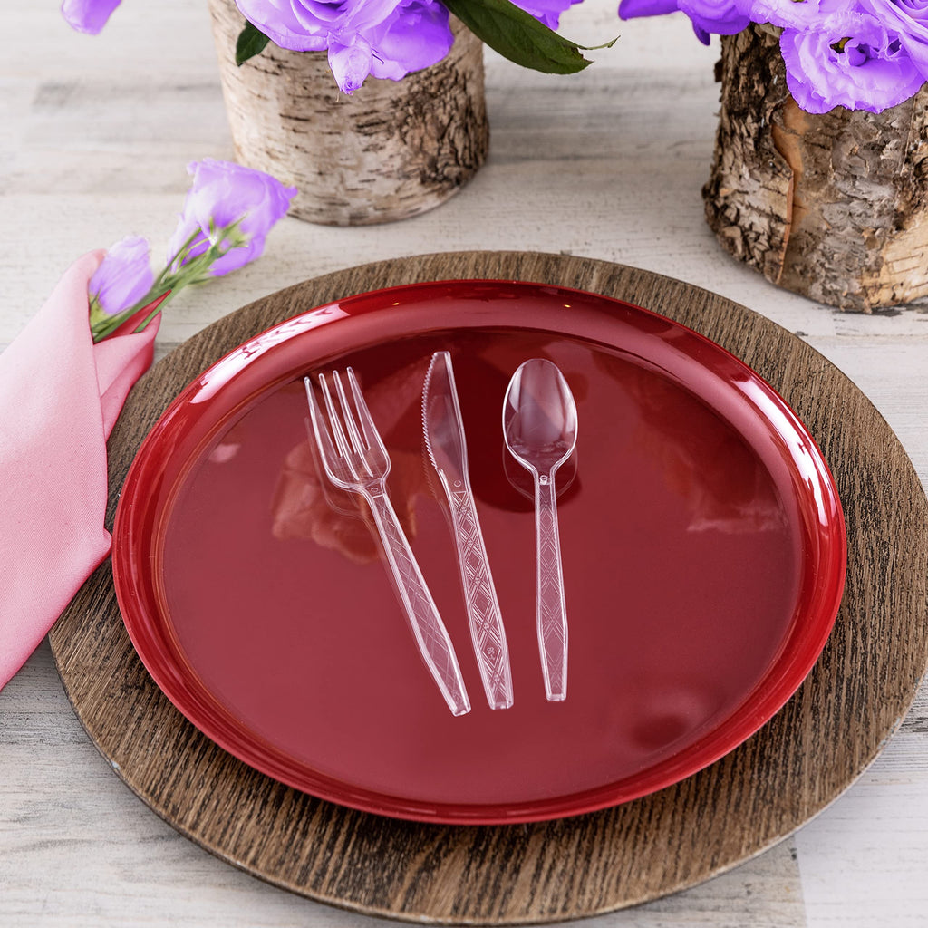 PARTY BARGAINS Argyle Settings Clear Plastic Cutlery Set 2160‑Piece – 1080 Forks, 720 Spoons, 360 Knives – Heavy‑Duty Disposable Utensils for Parties, Weddings, Buffets, BBQs & Catering – BPA Free