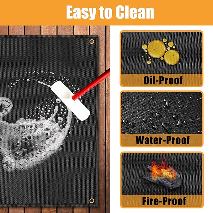TOHONFOO Large Grill Mats for Outdoor Grill Deck Protector 70 x 48 x 0.04in