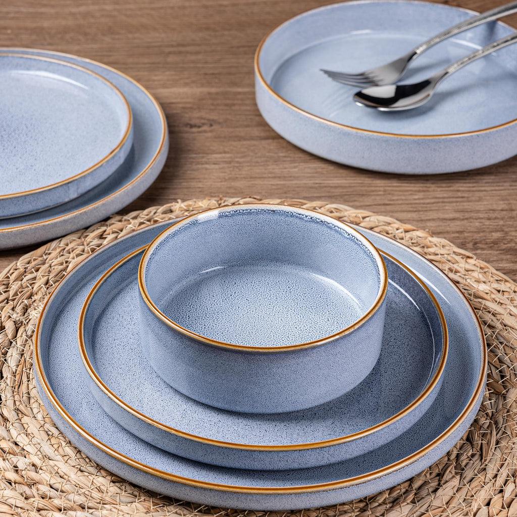 GBHOME Dinnerware Sets for 4, 12 Pieces Ceramic Plates and Bowls Set