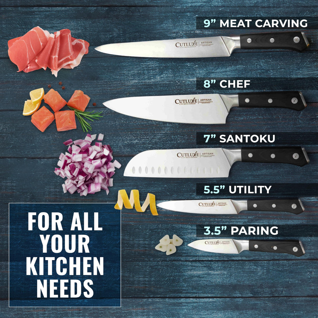 Cutluxe Kitchen Knives, 5-Piece Chef Knife Set – Razor Sharp German Steel